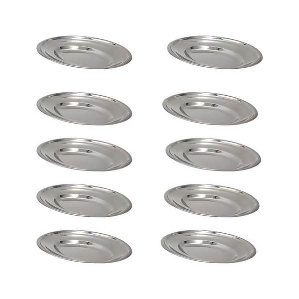 10 Bandejas 25cm Travessa Oval Inox | Kit com 10 peças oferta especial